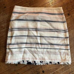Loft woven fringe hem striped business casual 10 skirt